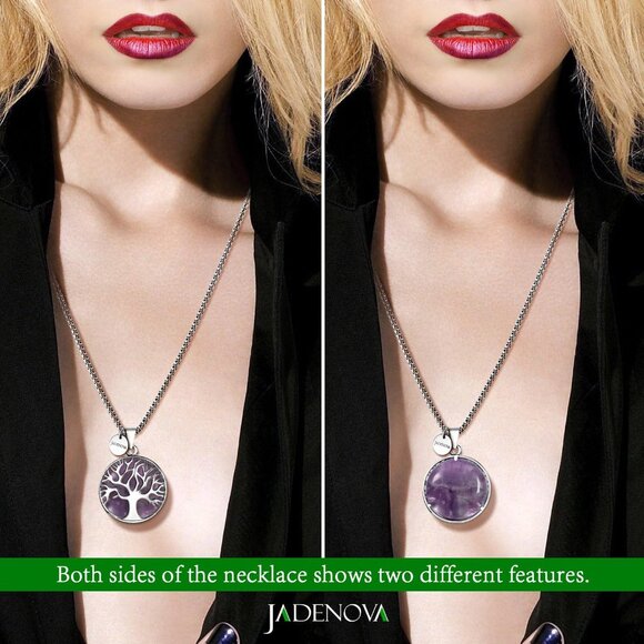 Family Tree Necklace Tree of Life Gemstone Crystal Pendant Necklace 24 Inches St - Picture 5 of 7